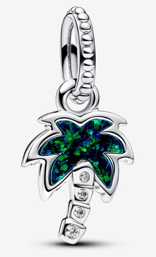 Charm colgante palmera esmalte azul y verde Pandora