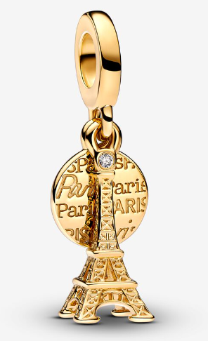 Charm colgante Torre Eiffel medallón Paris dorado