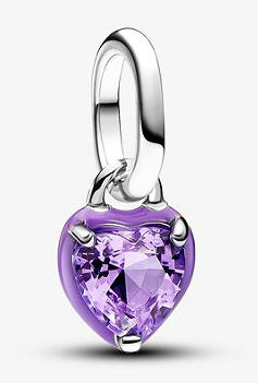 Charm colgante Pandora corazón cristal lila