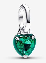 Charm colgante Pandora corazón cristal verde esmeralda
