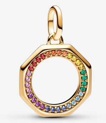 [763368C01] Charm colgante aro arcoíris pavé dorado