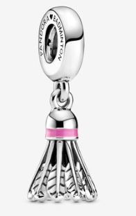 Charm colgante plumilla de bádminton esmalte rosa