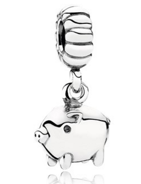 Charm colgante cerdito plata pulida