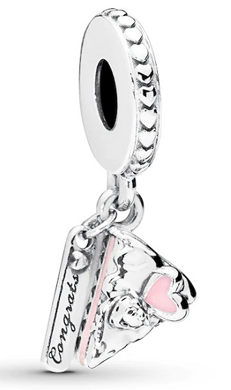 Charm colgante pastel 'Congrats' esmalte rosa
