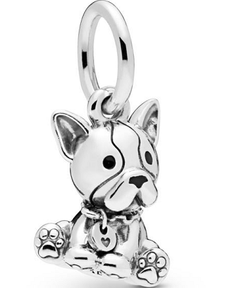 Charm colgante perrito bulldog francés esmalte negro
