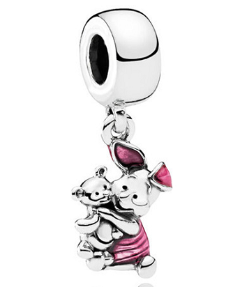 [P33] Charm colgante abrazo Winnie Pooh y Piglet esmalte rosa