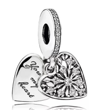 Charm colgante corazón grabado You're my y calado pavé