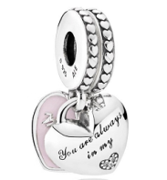 Charm colgante corazón You are always in my lazo rosa