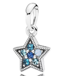 Charm colgante estrella pavé azul multitono