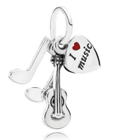 Charm colgante guitarra y nota I Love Music Pandora