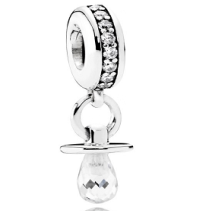 Charm colgante chupete cristal transparente pavé
