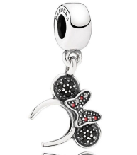 Charm colgante orejas Minnie pavé negro y rojo Pandora