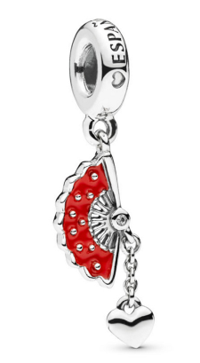 Charm colgante abanico España esmalte rojo