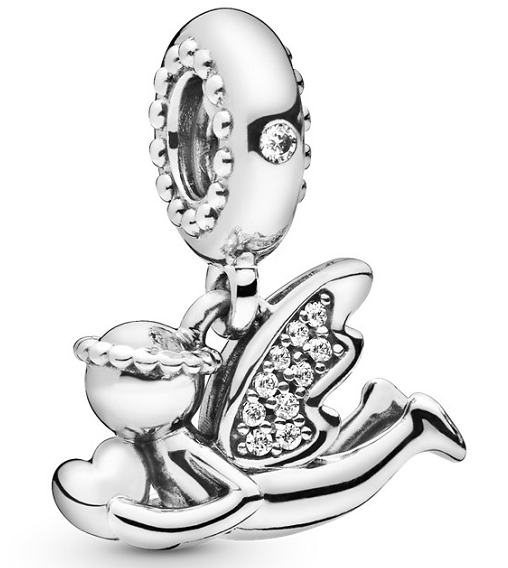 Charm colgante ángel querubín alas pavé