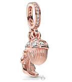 Charm Colgante Seta Textura Acanalada Baño Oro Rosa