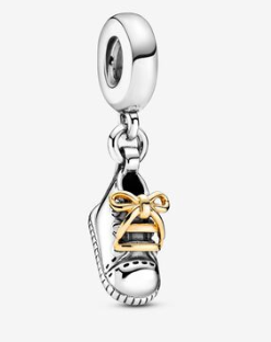 Charm Zapatito de Bebé Lazo Baño Dorado
