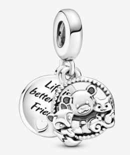 Charm Doble Medallón Amistad y Animales del Bosque