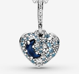 Charm Corazón Pavé Luna y Estrellas Azules