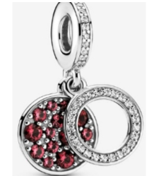 Charm Doble Disco Rojo Pavé y Círculo Blanco