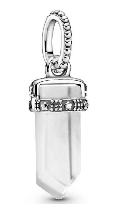 Charm Colgante Cristal Prisma Plata Envejecida
