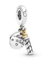 Charm colgante vela Make a Wish con corazón y baño dorado
