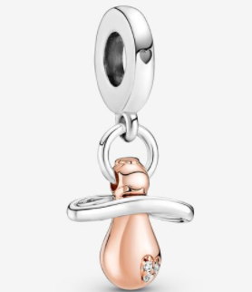 Charm colgante chupete de bebé baño oro rosa