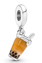 Charm colgante vaso de bubble tea esmalte ámbar