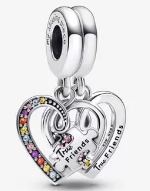 Charm doble corazón 'True Friends' pavé multicolor