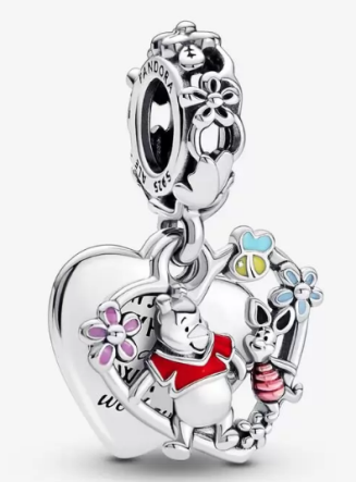 Charm colgante corazón Winnie the Pooh Disney flores