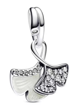 Charm colgante alas de ángel pavé y esmalte blanco