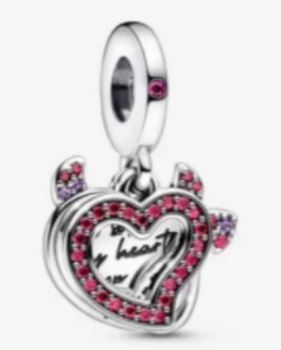 Charm colgante Corazón Diablillo Pavé Rosa