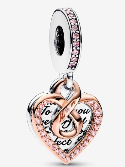Charm colgante Corazón e Infinito Pavé Rosa