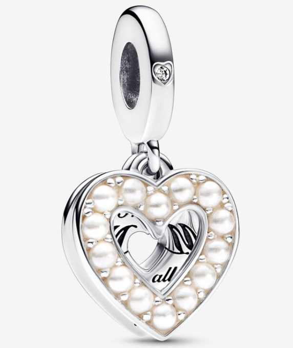 Charm colgante Corazón Perlas Blancas
