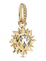 Charm colgante sol baño dorado con circonias estrella