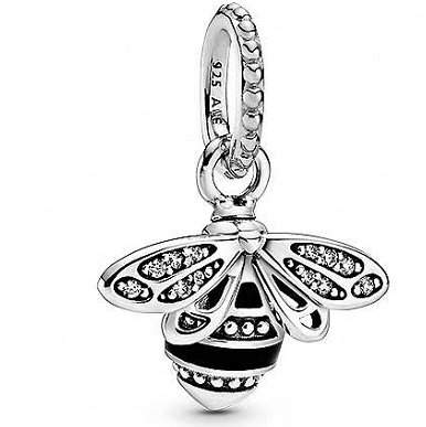 Charm colgante abeja pavé esmalte negro