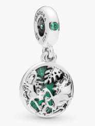 Charm colgante medallón calado hojas esmalte verde