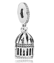 Charm colgante jaula de pájaro calada pavé