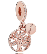 Charm colgante árbol de la vida pavé y placa Family