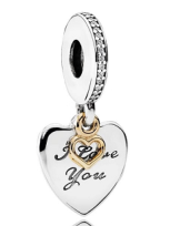 Charm colgante corazón I Love You detalle dorado