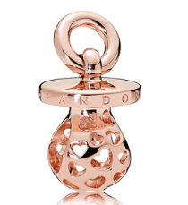 Charm colgante chupete calado corazones baño oro rosa