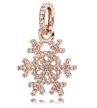 Charm colgante copo de nieve pavé baño oro rosa