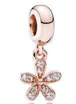 Charm colgante flor margarita circonias baño oro rosa