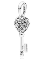 Charm colgante llave corazón calado plata 925