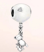 Charm colgante osito de peluche con esfera plata 925