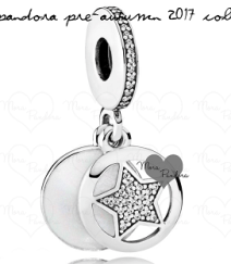 Charm colgante luna y estrella pavé esmalte blanco