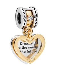Charm colgante corazón dorado grabado Dreams