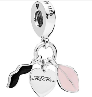 Charm colgante triple corazón Mr & Mrs boda