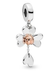 Charm colgante flor pétalos corazón centro oro rosa