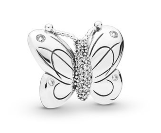 Charm mariposa pavé alas grabadas