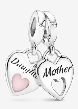 Charm colgante corazones Mother y Daughter esmalte rosa